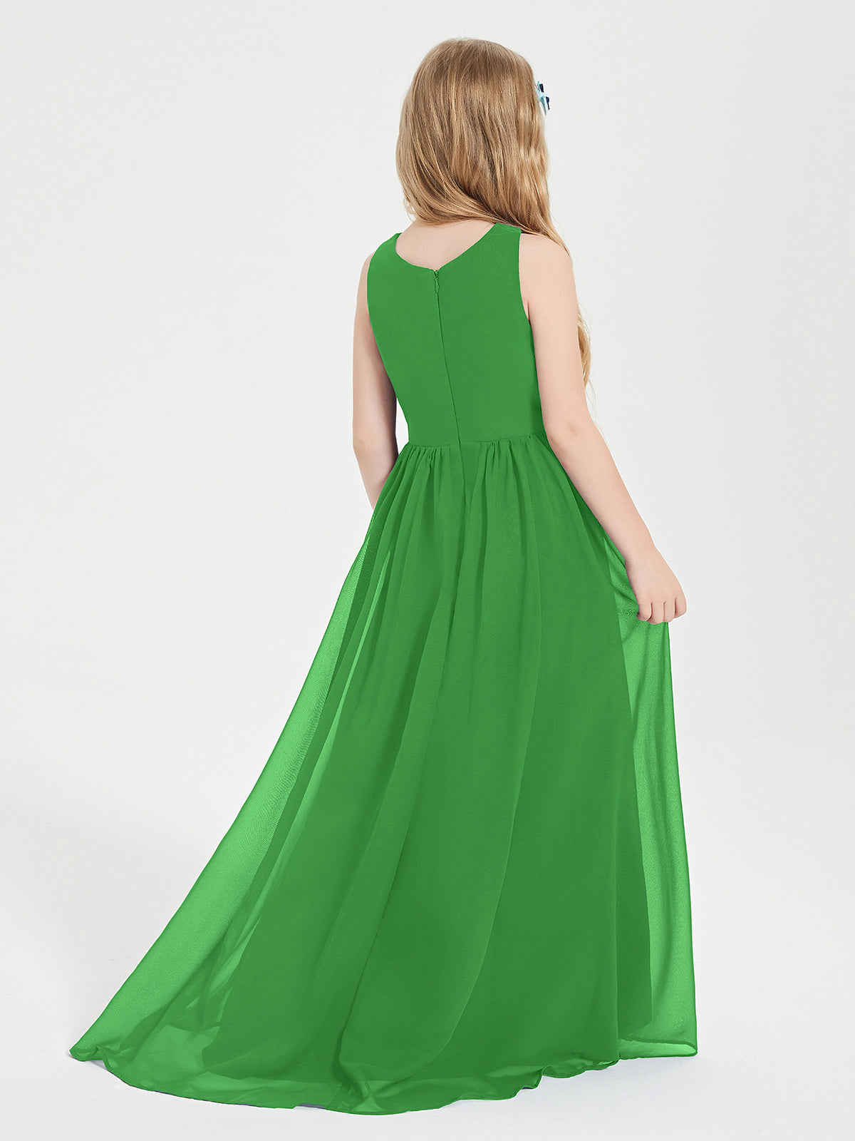 Asymmetrical Junior Bridesmaid Dresses with Scoop Neckline Green